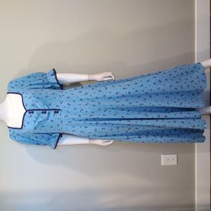 SHEIN Blue And Purple Floral Sweetheart Neckline Short Sleeve Midi Maxi Dress L